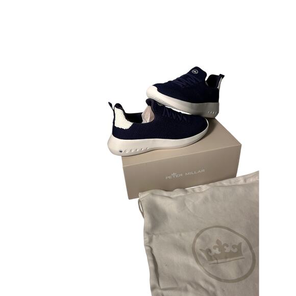 NWT Peter Millar Navy Knit Sneakers | Lightweight Comfort & Modern Style - Picture 2 of 7